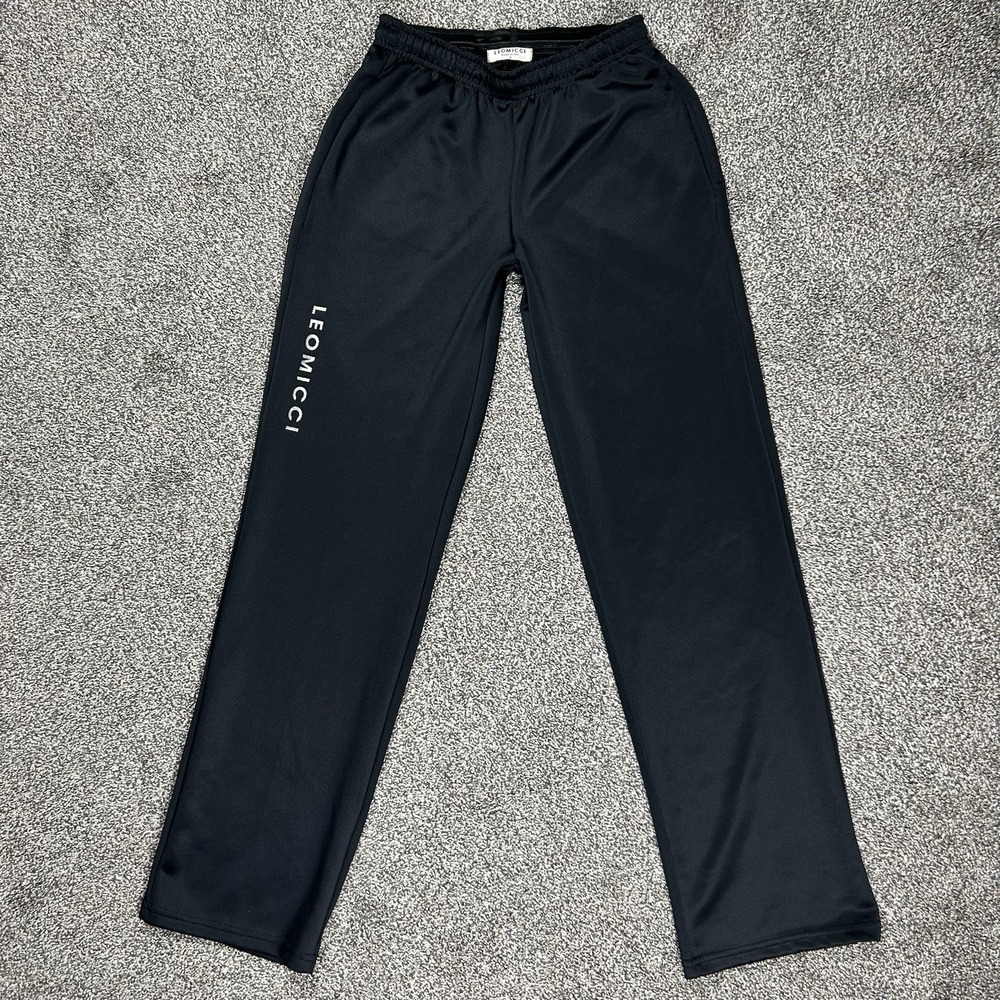 Leomicci Sweatpants Black Running Elastic Waist Pull on Athleisure Mens Small
